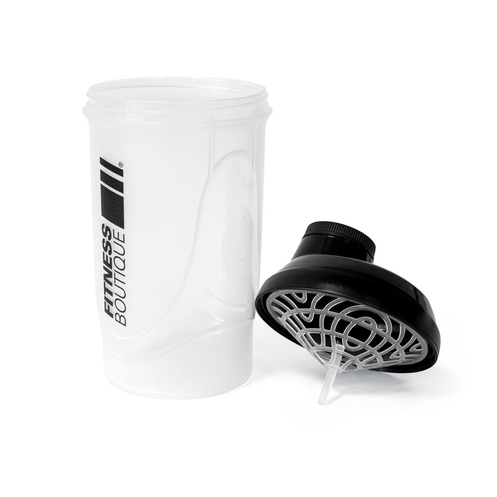 Shaker FitnessBoutique Translucide Couvercle Noir 600 ml