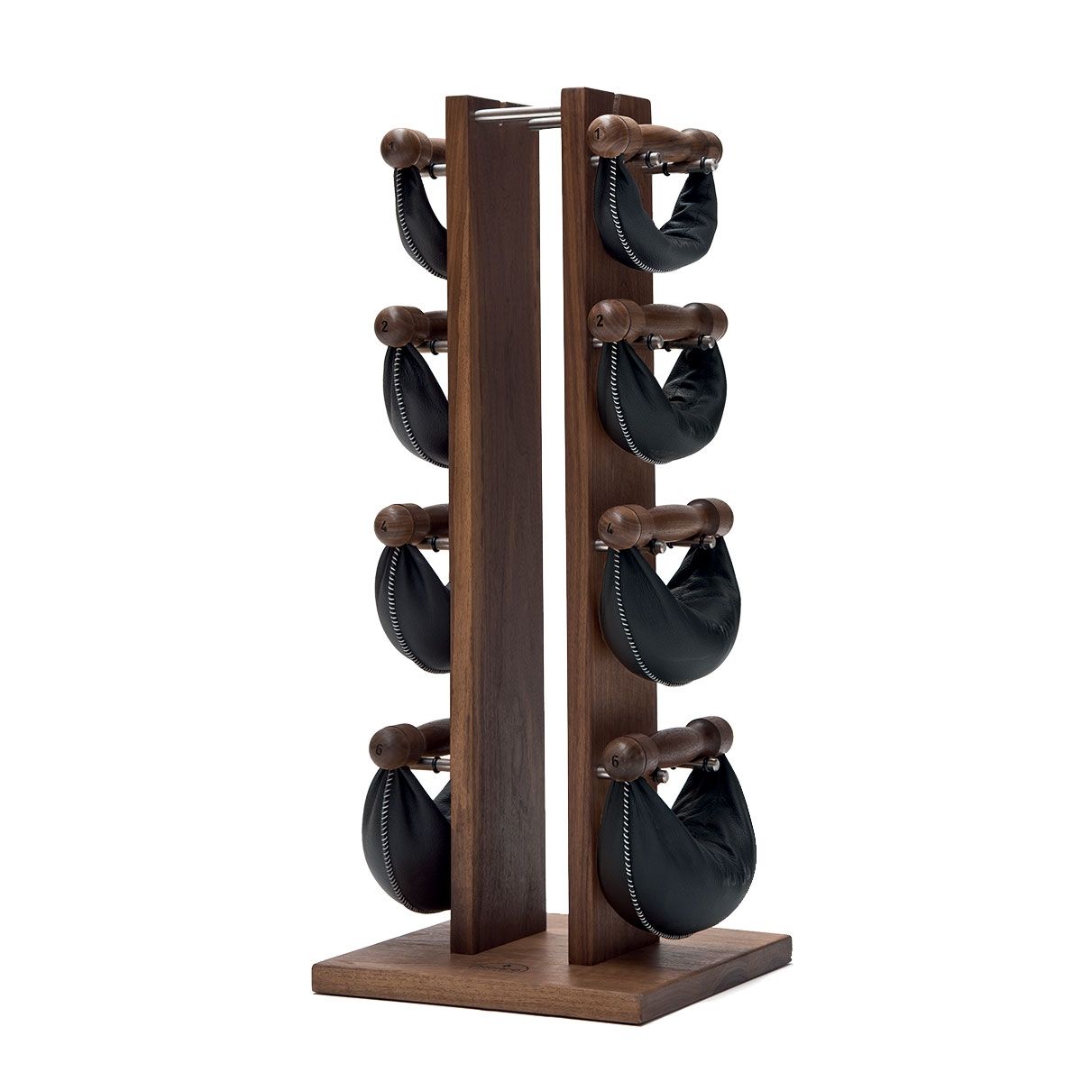 Tour noyer avec poids cuir noir Set 2,4,6,8 kg